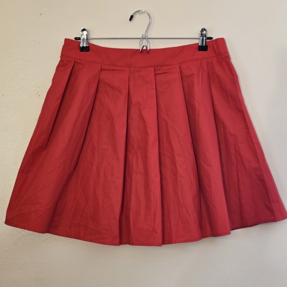 SHEIN Women's 0XL Red Pleated Circle Skater Skirt